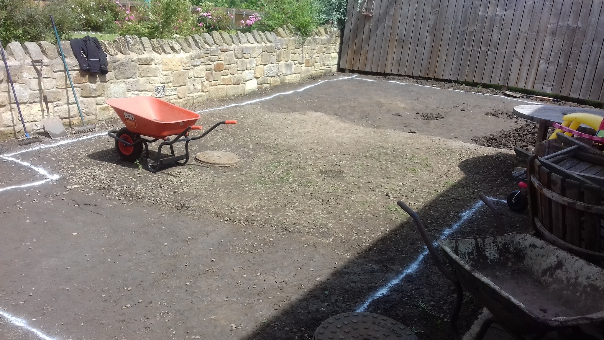 Ground marked out and prepared for new work